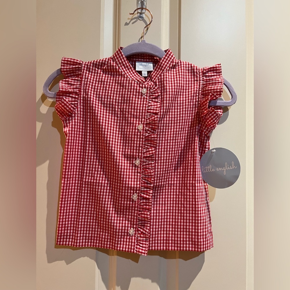 Little English red gingham shirt NWT